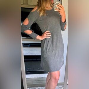 Simply Southern | Cold Shoulder Grey Dress | Size S